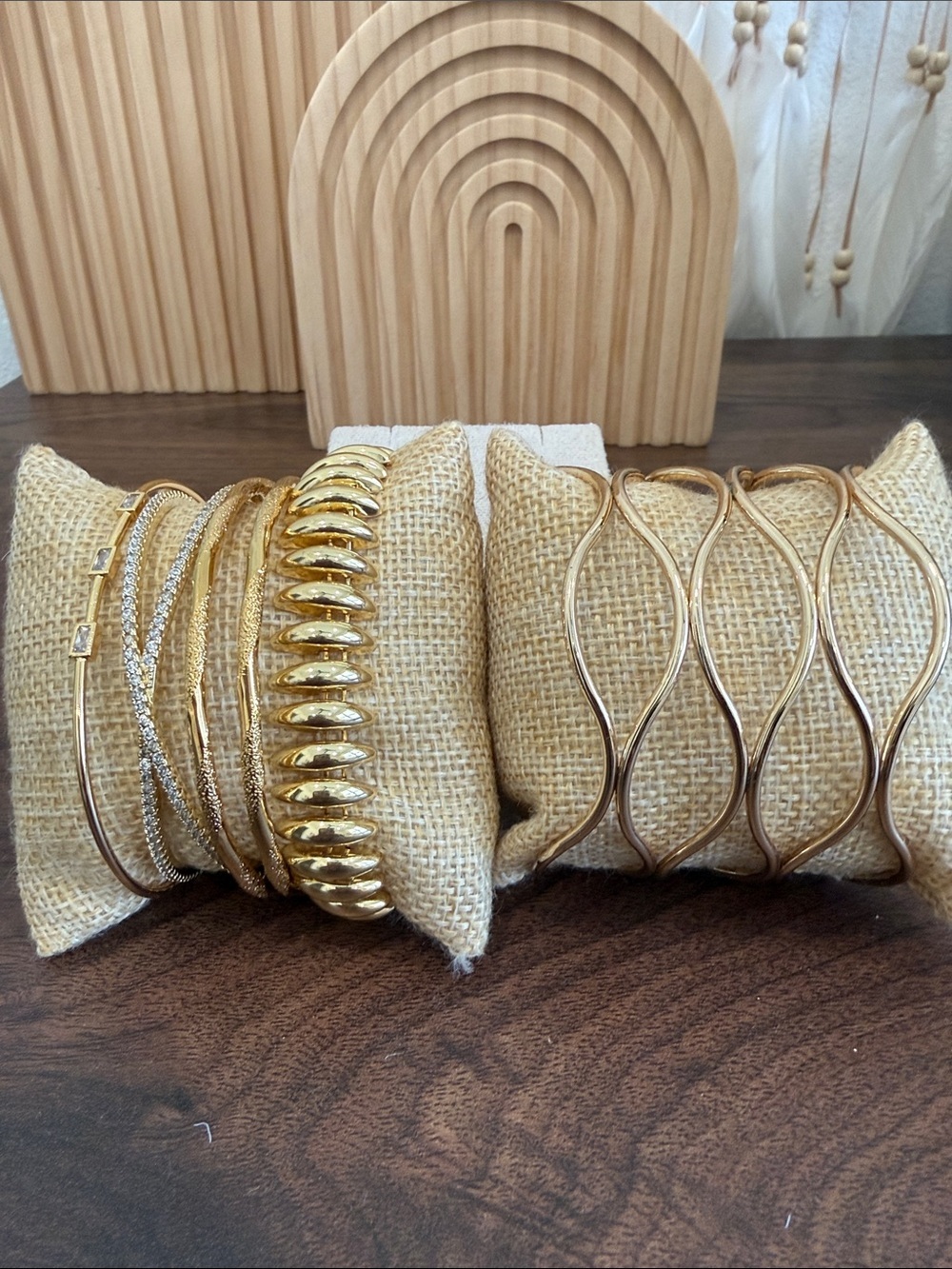 By Alexa Rae Gold Tone Bangle Bracelet Set - Stackable Mix